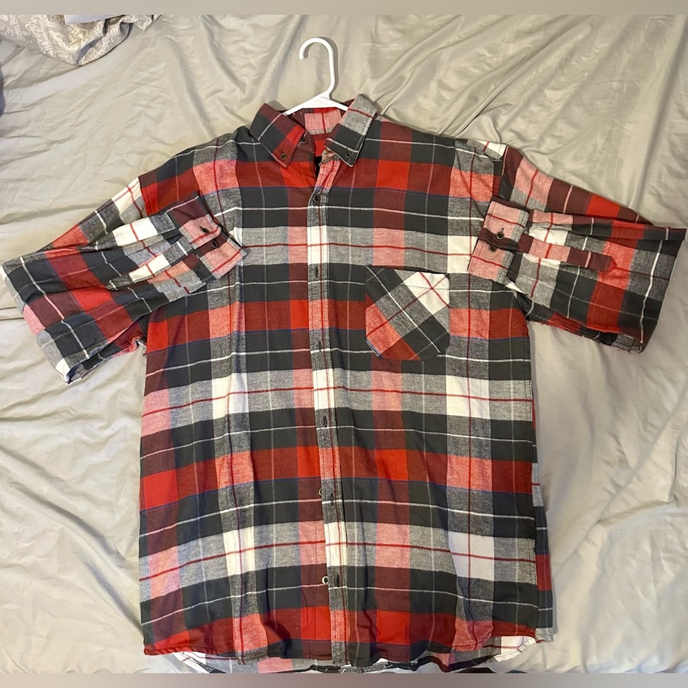 KEY- Long sleeve plaid fleece button up (size XL) HEAVYWEIGHT